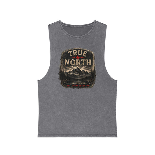 True North Mountain Tank Top — Vintage Stonewash Outdoor Graphic