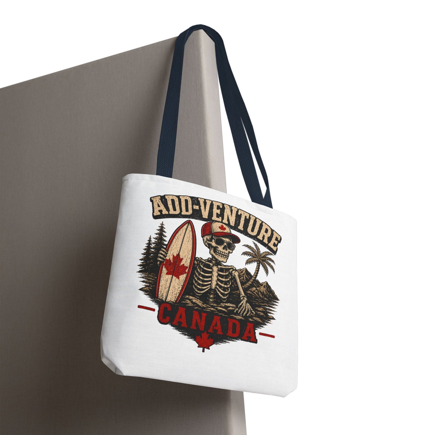 Canada "Add-Venture" Skull Surf Tote Bag – Vintage Maple Leaf Adventure Beach Tote