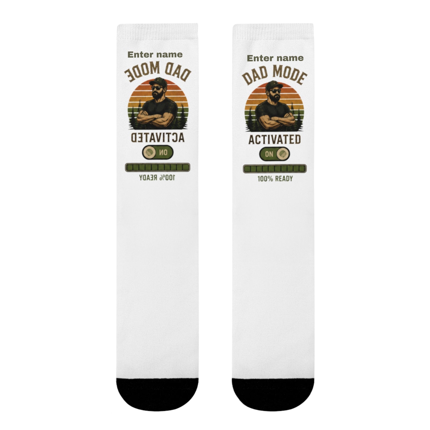 Personalized 'Dad Mode Activated' Crew Socks — Custom Name Gift for Fathers