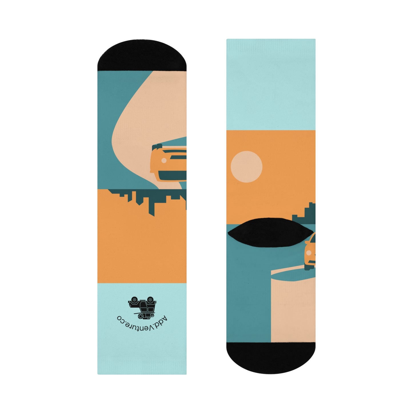 Adventure-Themed Cushioned Crew Socks for Comfort and Style, Unique Gift for Travel Lovers, Fun Sock Gift, Casual Wear, Outdoor Socks