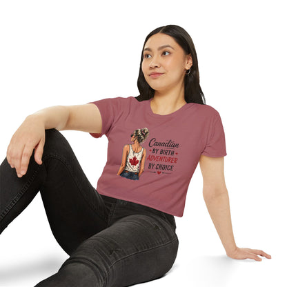 Canadian Adventurer Crop Top – "Canadian by Birth, Adventurer by Choice" Festival Tee