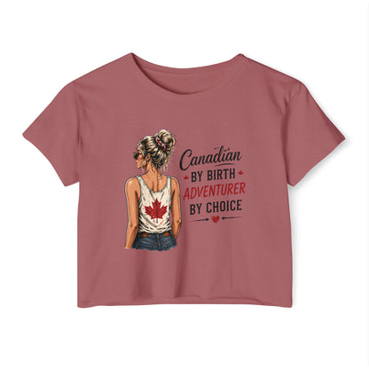Canadian Adventurer Crop Top – "Canadian by Birth, Adventurer by Choice" Festival Tee