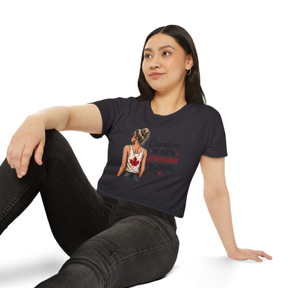 Canadian Adventurer Crop Top – "Canadian by Birth, Adventurer by Choice" Festival Tee