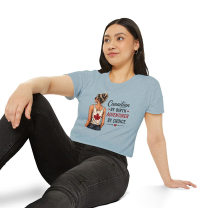 Canadian Adventurer Crop Top – "Canadian by Birth, Adventurer by Choice" Festival Tee