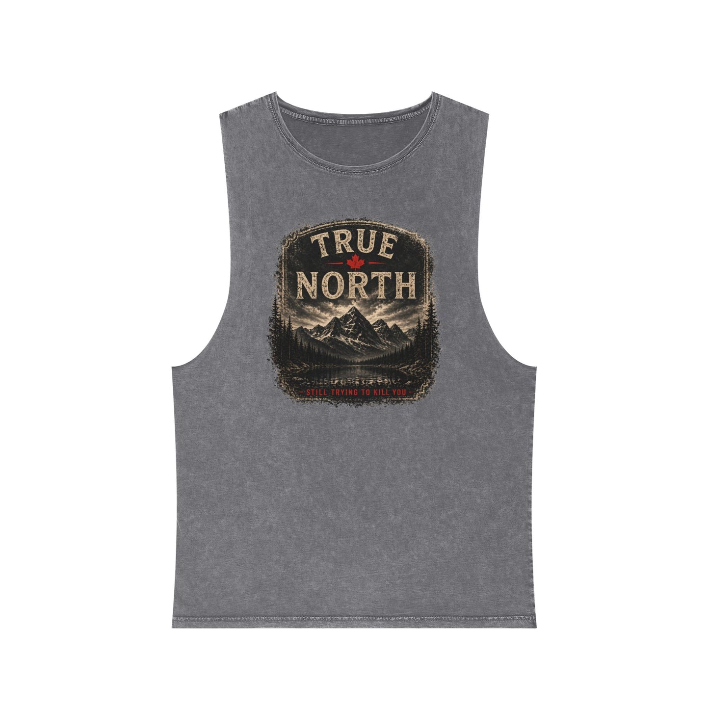 True North Mountain Tank Top — Vintage Stonewash Outdoor Graphic