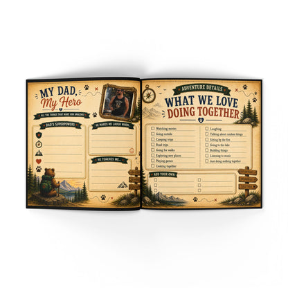 Fathers Day Gift for Dad from Kids Fill In Memory Book Personalized Keepsake The Add Venture Begins My Dad My Hero