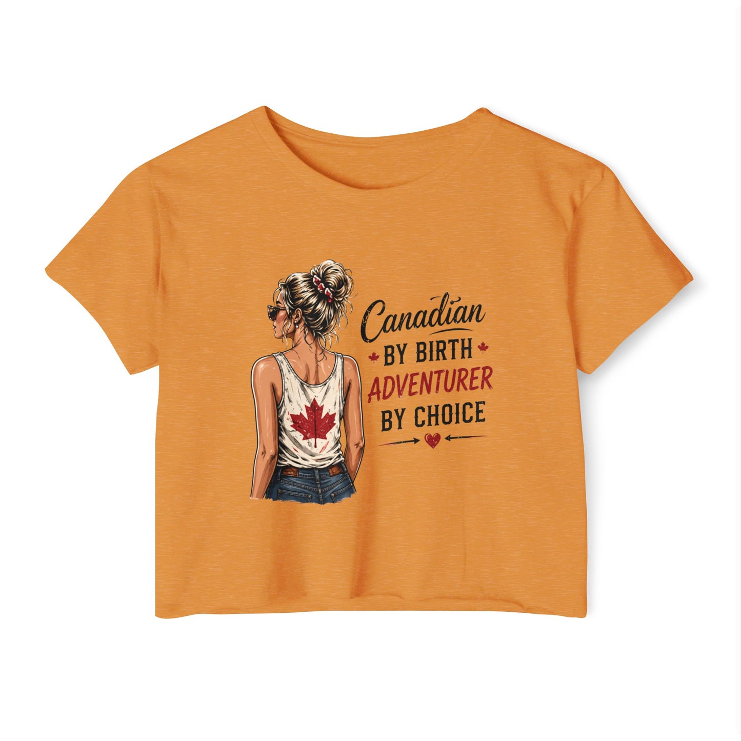 Canadian Adventurer Crop Top – "Canadian by Birth, Adventurer by Choice" Festival Tee