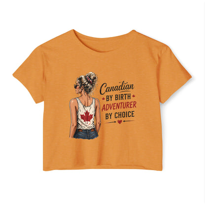 Canadian Adventurer Crop Top – "Canadian by Birth, Adventurer by Choice" Festival Tee