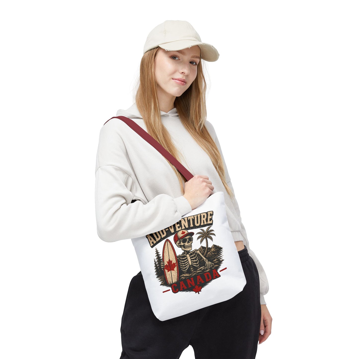 Canada "Add-Venture" Skull Surf Tote Bag – Vintage Maple Leaf Adventure Beach Tote