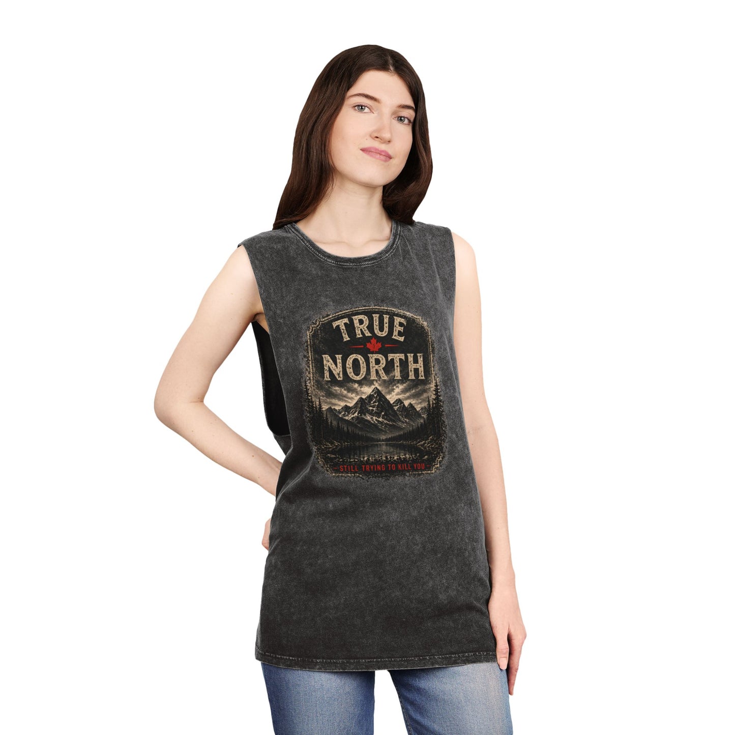 True North Mountain Tank Top — Vintage Stonewash Outdoor Graphic