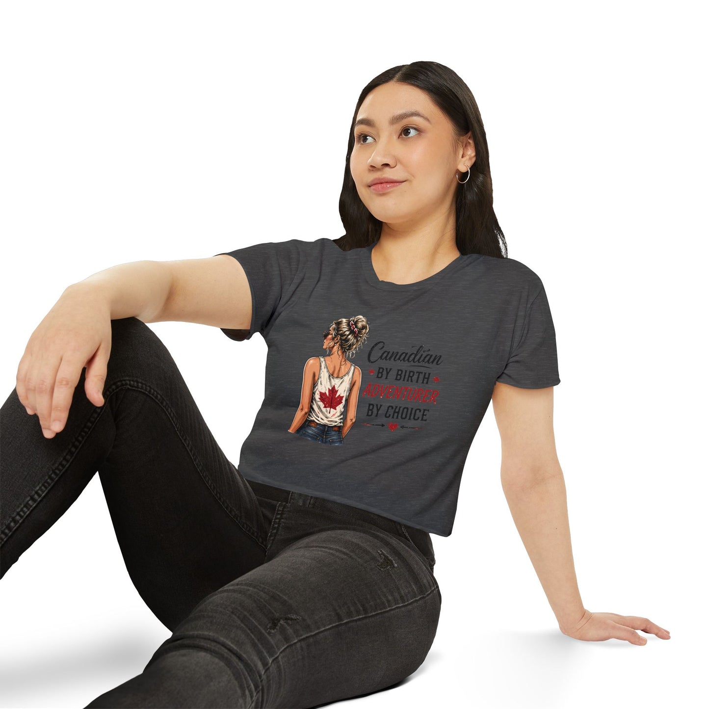 Canadian Adventurer Crop Top – "Canadian by Birth, Adventurer by Choice" Festival Tee