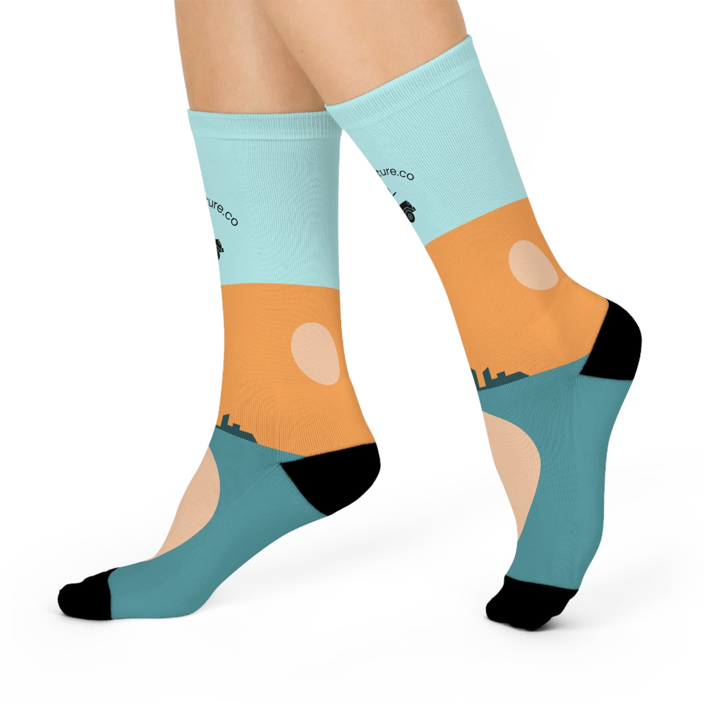 Adventure-Themed Cushioned Crew Socks for Comfort and Style, Unique Gift for Travel Lovers, Fun Sock Gift, Casual Wear, Outdoor Socks