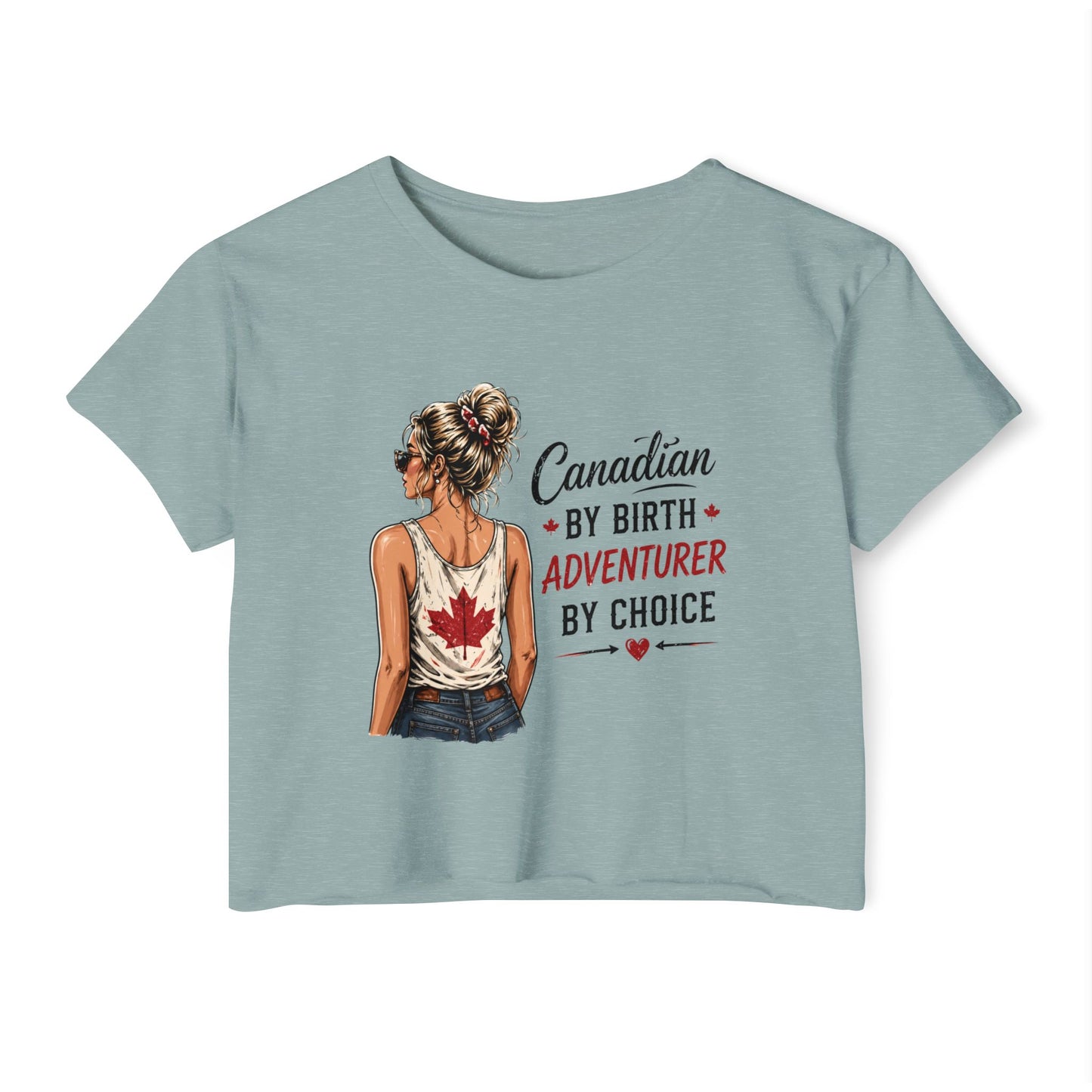 Canadian Adventurer Crop Top – "Canadian by Birth, Adventurer by Choice" Festival Tee