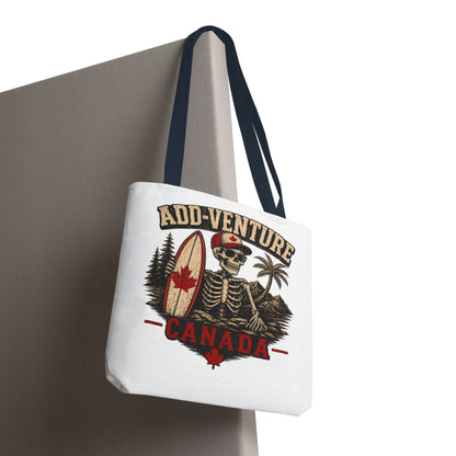 Canada "Add-Venture" Skull Surf Tote Bag – Vintage Maple Leaf Adventure Beach Tote