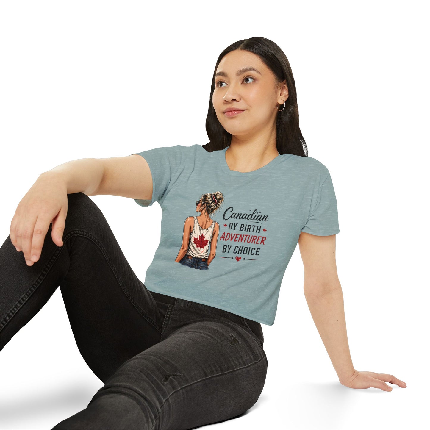 Canadian Adventurer Crop Top – "Canadian by Birth, Adventurer by Choice" Festival Tee
