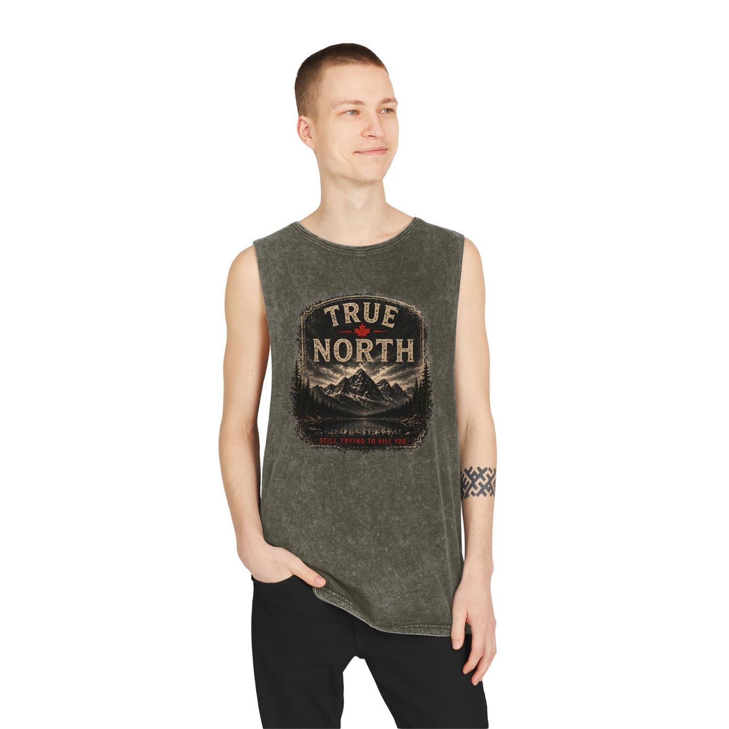 True North Mountain Tank Top — Vintage Stonewash Outdoor Graphic