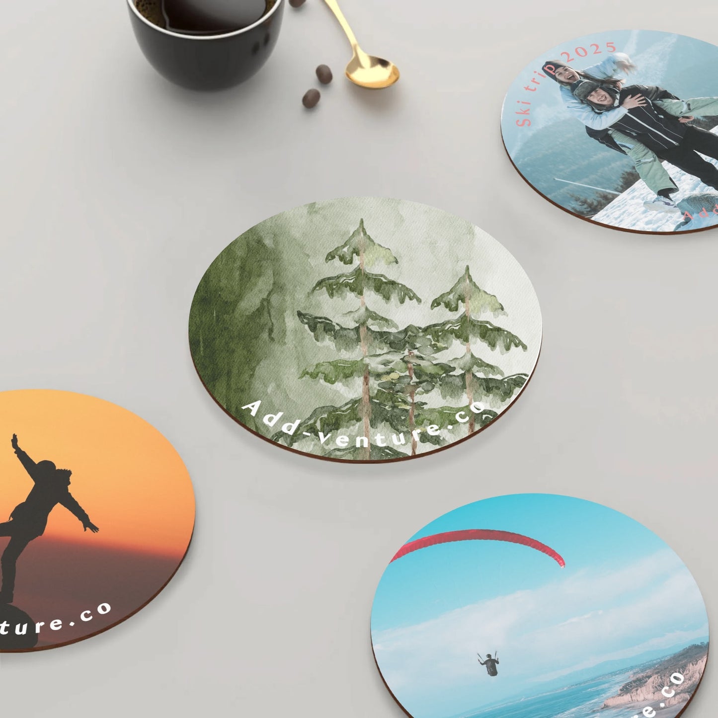 Custom Personalized Coast Into Style 4 pcs Wood Coaster Set