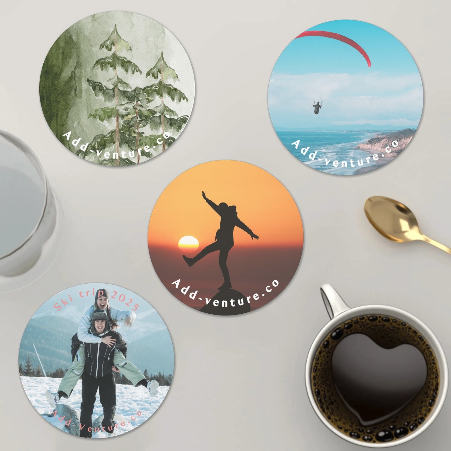 Custom Personalized Coast Into Style 4 pcs Wood Coaster Set