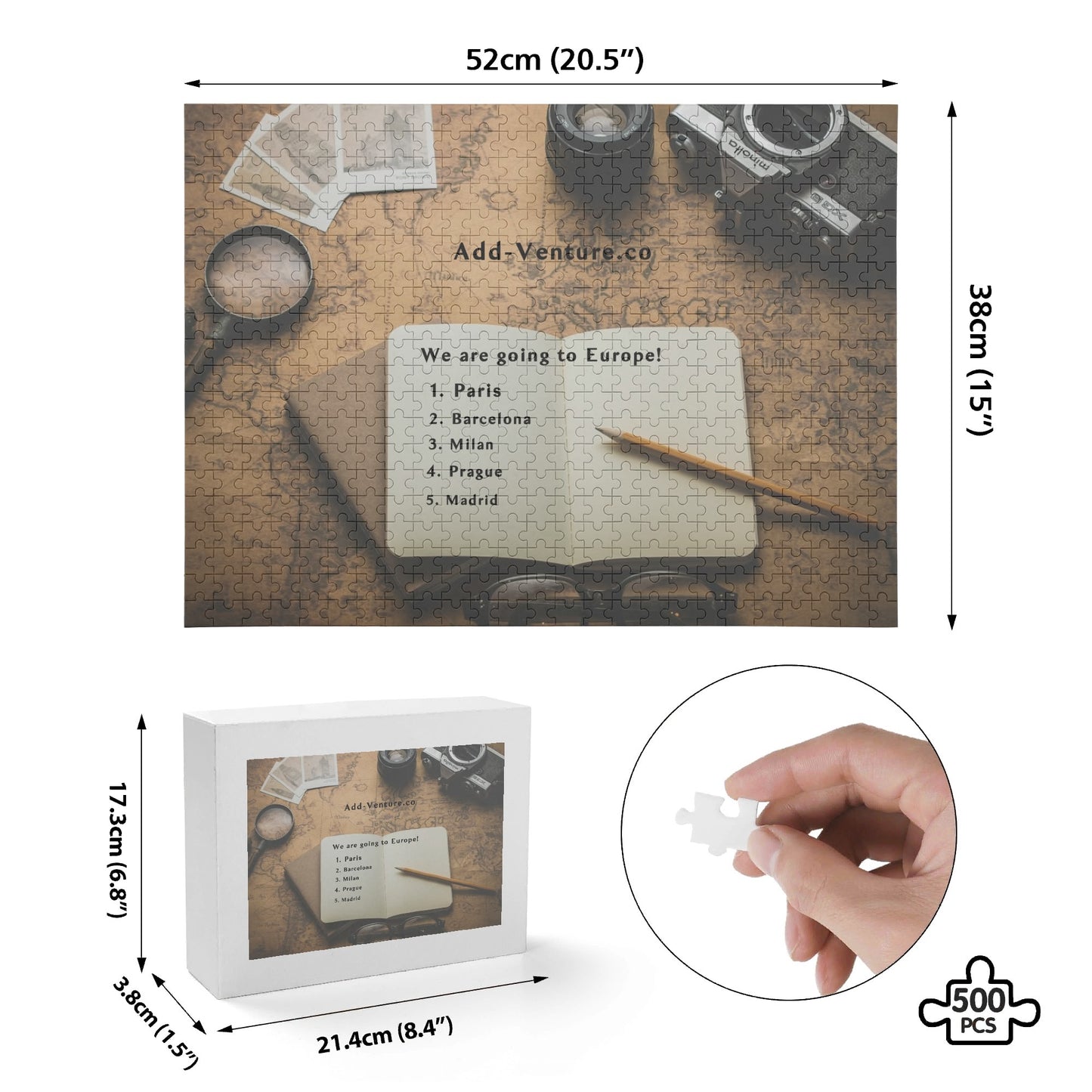 Custom Personalized Travel Puzzle  (500 Pcs)