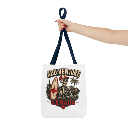 Canada "Add-Venture" Skull Surf Tote Bag – Vintage Maple Leaf Adventure Beach Tote