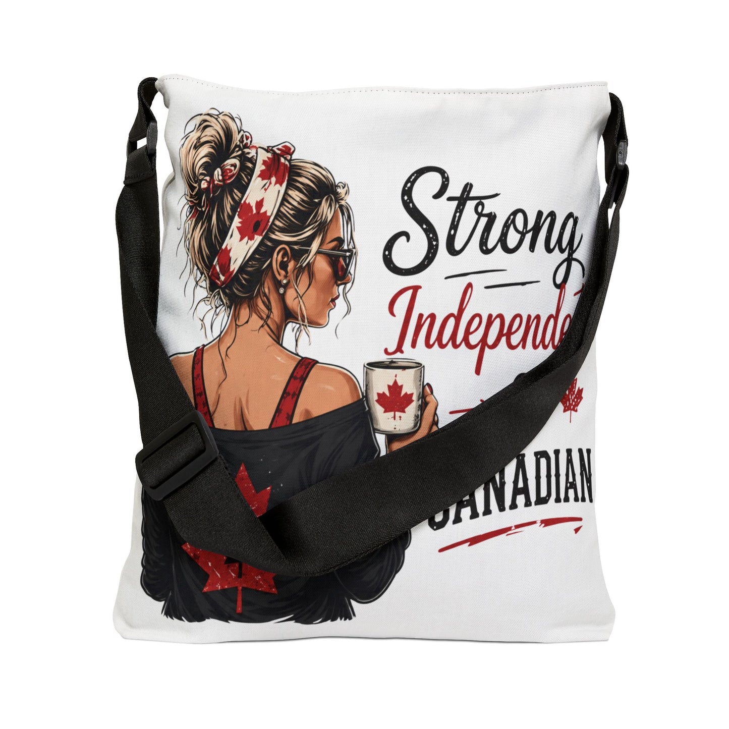 Strong Independent Canadian Tote Bag Graphic Canvas Shoulder Bag Gift for Women Canada Pride