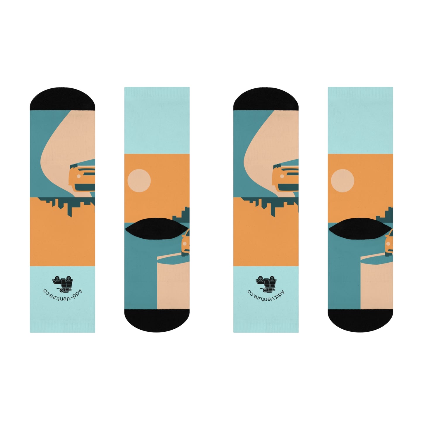 Adventure-Themed Cushioned Crew Socks for Comfort and Style, Unique Gift for Travel Lovers, Fun Sock Gift, Casual Wear, Outdoor Socks