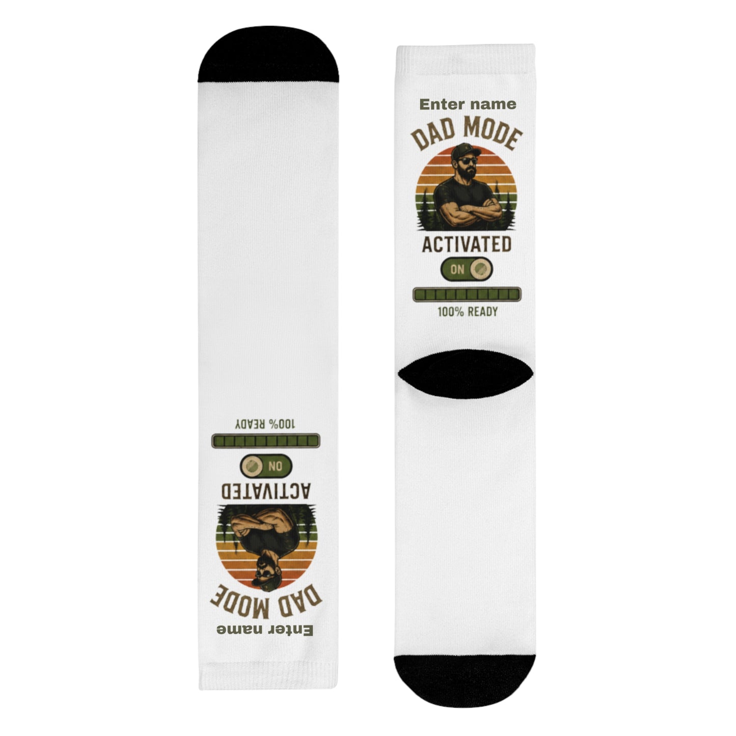 Personalized 'Dad Mode Activated' Crew Socks — Custom Name Gift for Fathers