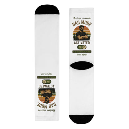 Personalized 'Dad Mode Activated' Crew Socks — Custom Name Gift for Fathers