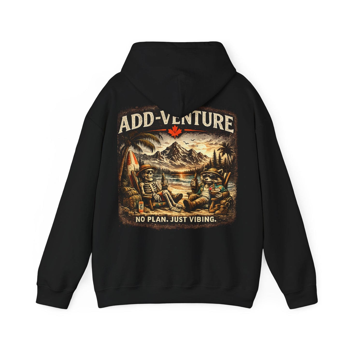 Add-Venture Hoodie - 'No Plan. Just Vibing.' Retro Camping Adventure Hoodie