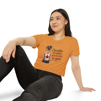Canadian Adventurer Crop Top – "Canadian by Birth, Adventurer by Choice" Festival Tee