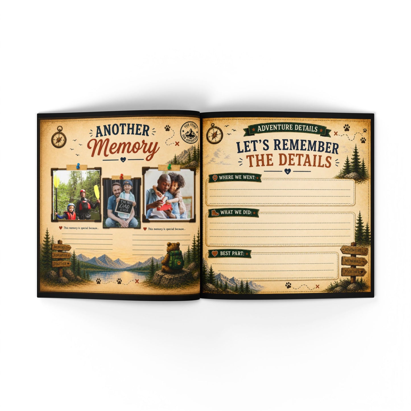 Fathers Day Gift for Dad from Kids Fill In Memory Book Personalized Keepsake The Add Venture Begins My Dad My Hero