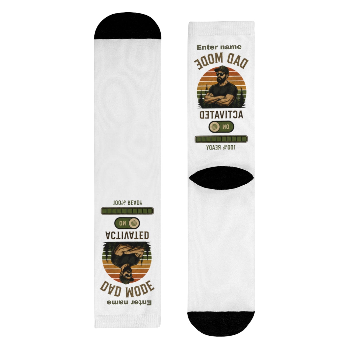 Personalized 'Dad Mode Activated' Crew Socks — Custom Name Gift for Fathers