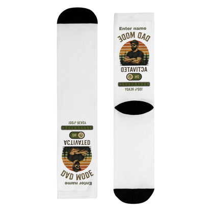 Personalized 'Dad Mode Activated' Crew Socks — Custom Name Gift for Fathers