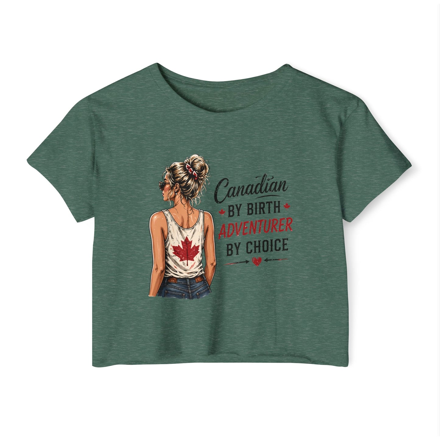 Canadian Adventurer Crop Top – "Canadian by Birth, Adventurer by Choice" Festival Tee