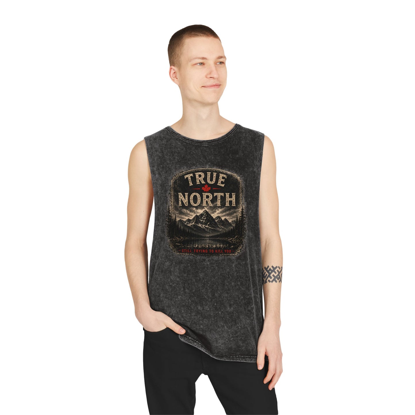 True North Mountain Tank Top — Vintage Stonewash Outdoor Graphic