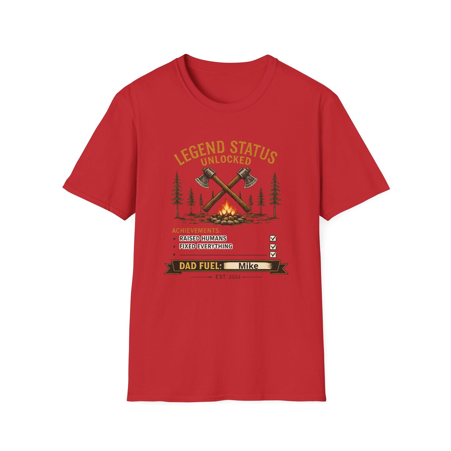 Legend Status Unlocked Camping T-Shirt — "Dad Fuel" Graphic Tee