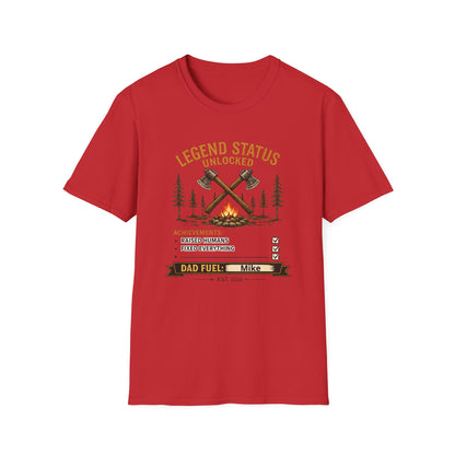 Legend Status Unlocked Camping T-Shirt — "Dad Fuel" Graphic Tee