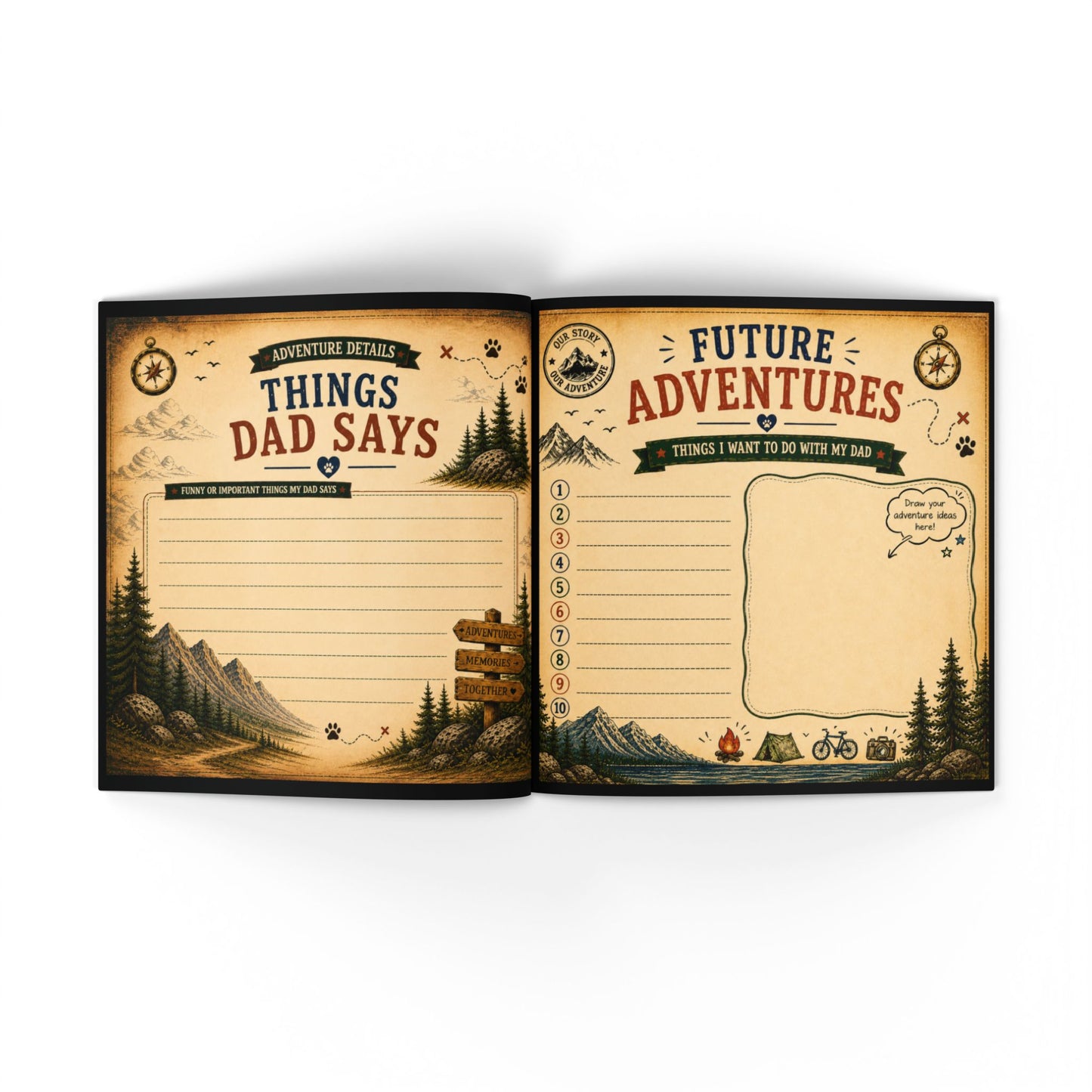 Fathers Day Gift for Dad from Kids Fill In Memory Book Personalized Keepsake The Add Venture Begins My Dad My Hero