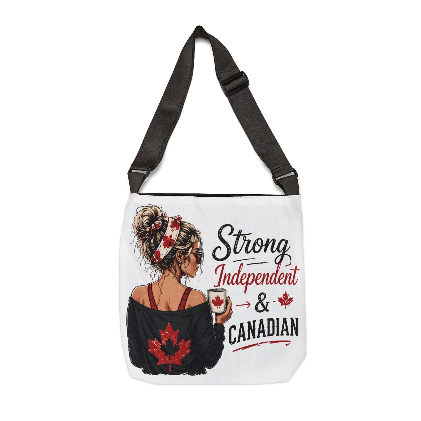Strong Independent Canadian Tote Bag Graphic Canvas Shoulder Bag Gift for Women Canada Pride