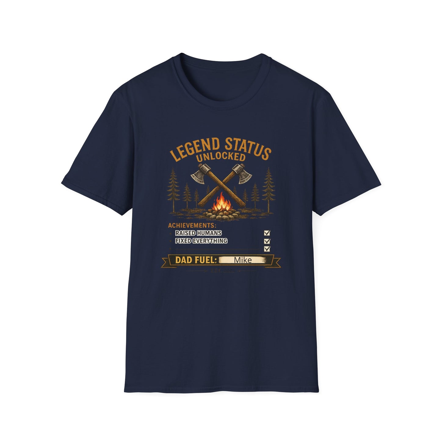 Legend Status Unlocked Camping T-Shirt — "Dad Fuel" Graphic Tee