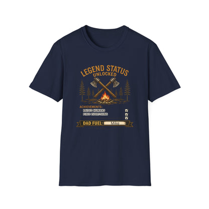 Legend Status Unlocked Camping T-Shirt — "Dad Fuel" Graphic Tee