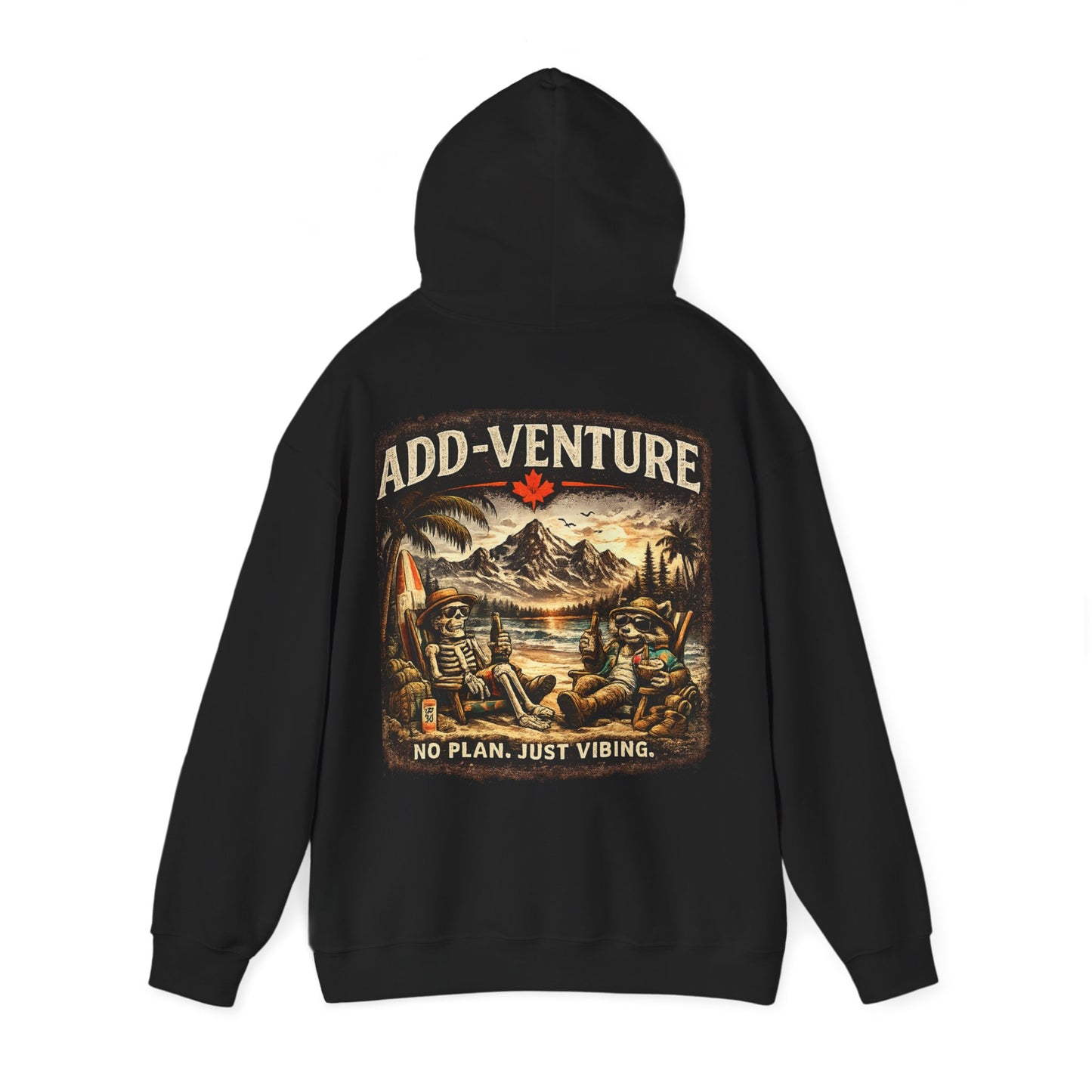 Add-Venture Hoodie - 'No Plan. Just Vibing.' Retro Camping Adventure Hoodie