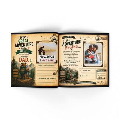Fathers Day Gift for Dad from Kids Fill In Memory Book Personalized Keepsake The Add Venture Begins My Dad My Hero