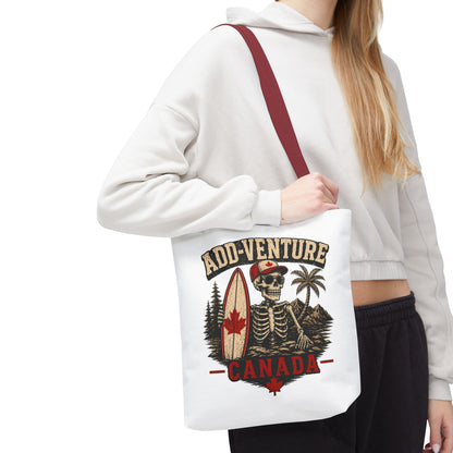 Canada "Add-Venture" Skull Surf Tote Bag – Vintage Maple Leaf Adventure Beach Tote