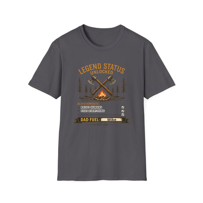 Legend Status Unlocked Camping T-Shirt — "Dad Fuel" Graphic Tee