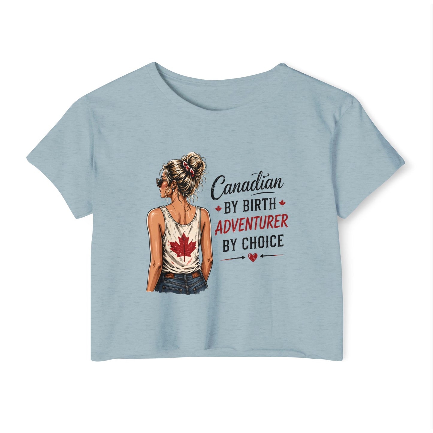 Canadian Adventurer Crop Top – "Canadian by Birth, Adventurer by Choice" Festival Tee