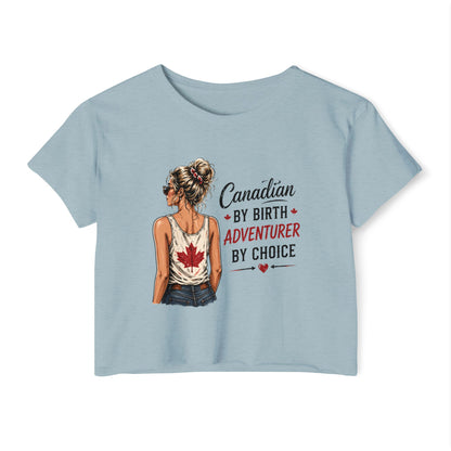 Canadian Adventurer Crop Top – "Canadian by Birth, Adventurer by Choice" Festival Tee