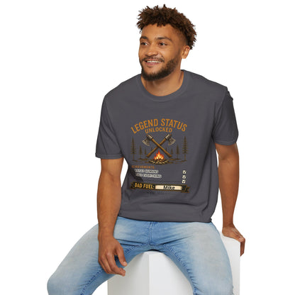 Legend Status Unlocked Camping T-Shirt — "Dad Fuel" Graphic Tee