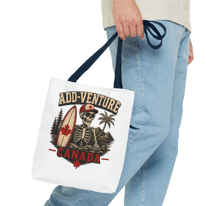 Canada "Add-Venture" Skull Surf Tote Bag – Vintage Maple Leaf Adventure Beach Tote