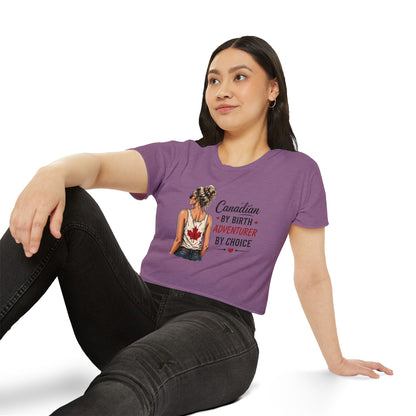 Canadian Adventurer Crop Top – "Canadian by Birth, Adventurer by Choice" Festival Tee
